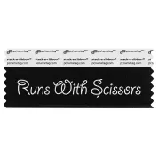 black runs with scissors badge ribbon