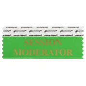 SSEMOGRGO green badge ribbon with session moderator in gold lettering