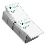 Direct thermal printer paper can print one sided 4" x 6" name badges for events. This custom event agenda paper comes pre-printed with your two-color design.