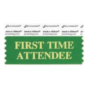 S3FITAGRGO_01 green first time attendee badge ribbon