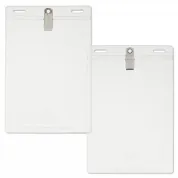 4-1/4" x 6" Vertical Vinyl Name Tag Holder, Clip