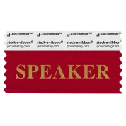 S3SPEAREGO red badge ribbon with speaker in gold lettering