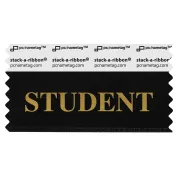 S3STUDBKGO Black badge ribbon with Student in gold lettering