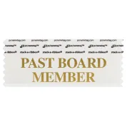 SPABMWHGO white badge ribbon with past board member in gold lettering