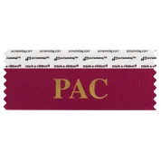 SPACXMAGO maroon badge ribbon with pac in gold lettering