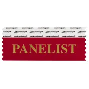 SPANEREGO red badge ribbon with panelist in gold lettering