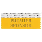 SPRSPGOGO gold badge ribbon with premier sponsor in gold lettering