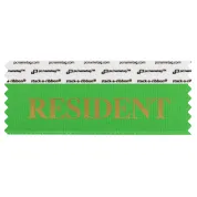 SRESIGRGO green badge ribbon with resident in gold lettering