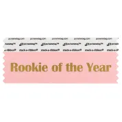 SROTYPIGO pink badge ribbon with rookie of the year in gold lettering