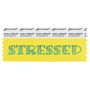 SSTRECATE canary yellow badge ribbon with stressed in teal lettering