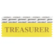 STREACAGO canary yellow badge ribbon with Treasurer in gold lettering