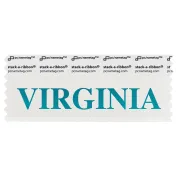 SVIRGWHBL white badge ribbon with Virginia in blue lettering
