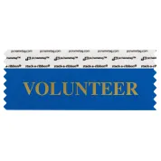  blue badge ribbon with Volunteer in gold lettering