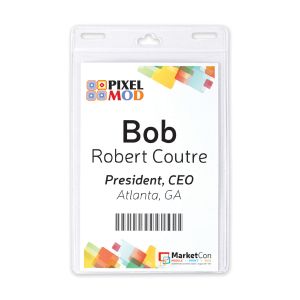 3-5/8" x 5-1/2" Vertical EZ Stuff® Vinyl Name Tag Holder, Double Slotted