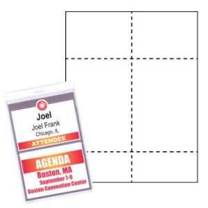 4-1/4" x 6" Name Tag/Agenda Paper Name Tag Insert, Imprinted, Pack of 50 Inserts