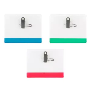 4" x 3" Translucent Color Bar Vinyl Name Tag Holder, Pin/Clip
