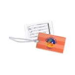 loop attached to luggage tag with clear back 