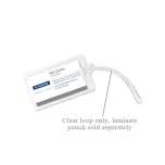 Clear luggage loop attached to luggage tag