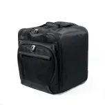 Event organization luggage case has a retractable multi-position handle and gliding wheels