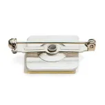 Adhesive pin attachment for name tag and badges