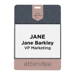 on-site attendee event badge with pocket containing a name tag insert