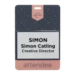 4.25 inch x 6 inch event badge with pocket for a name tag