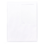 Blank vertical registration envelope with printer-friendly window material