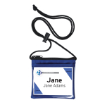 4" x 4.5" small zippered neck wallet that holds name tags for events