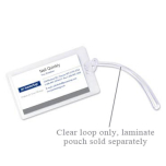 Clear luggage loop attached to luggage tag