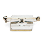 Adhesive pin attachment for name tag and badges