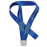 blue logo lanyard with silver attachment