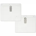 clear 4x3 name tag holder with clip and single slot