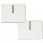 4inx3in reusable and recyclable name tag holders that are easy to read at a distance