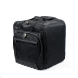 Event organization luggage case has a retractable multi-position handle and gliding wheels