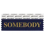SSOMENAGO navy badge ribbon with somebody in gold lettering