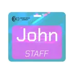4.25 inch x 3.67 inch staff badge