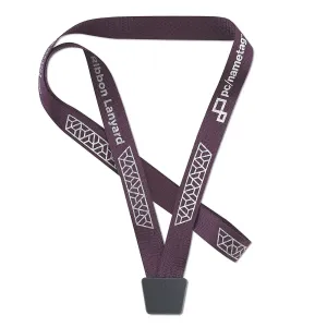 CLPPR_01 screen print maroon lanyard with gunmetal attachment