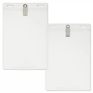 4-1/4" x 6" Vertical Vinyl Name Tag Holder, Clip