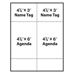 4-1/4" x 6" Name Tag/Agenda Paper Name Tag Insert, Blank, Pack of 500 Inserts
