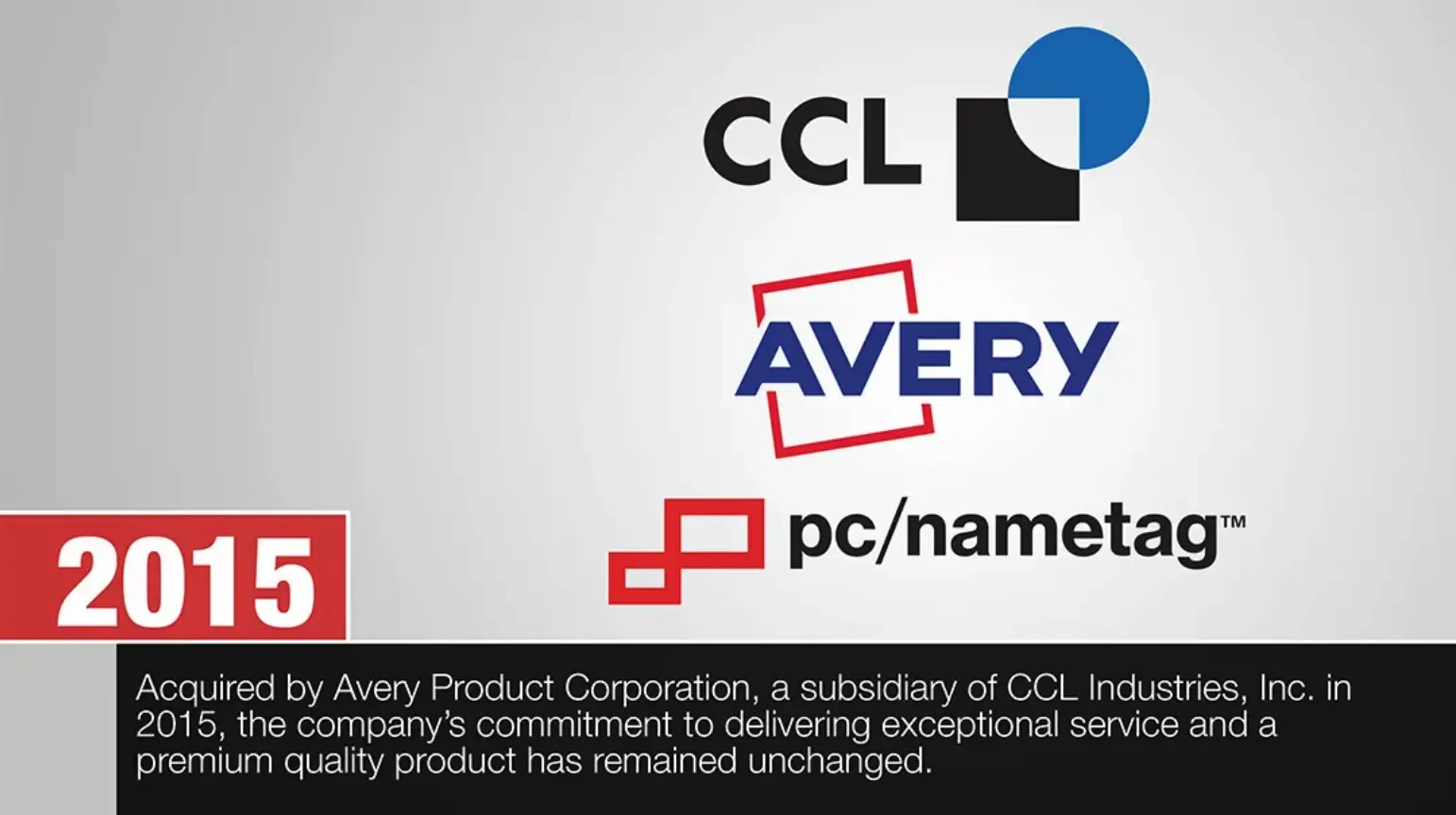 2015: Logos representing the Avery and CCL acquisition