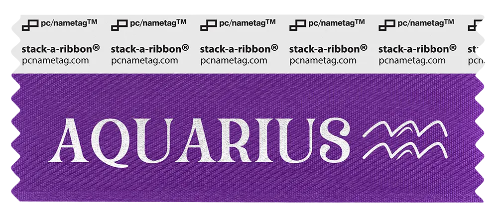 Astrology Aquarius Sign Badge Ribbon Design