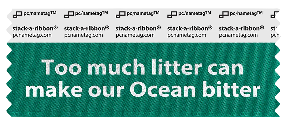 Holiday Ocean Sustainability Badge Ribbon Design Too Much Litter Can Make Our Ocean Bitter
