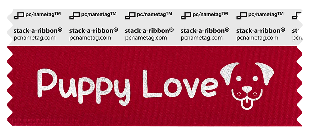Holiday Valentine Badge Ribbon Design Puppy Love