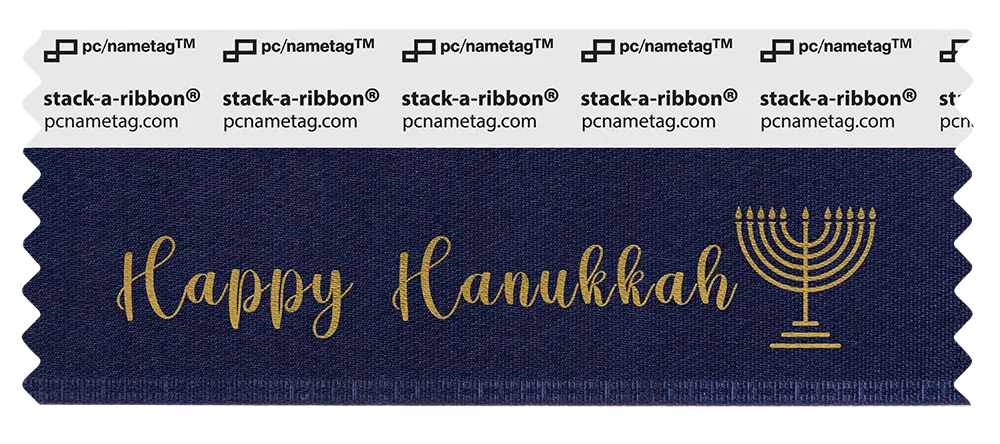 Winter Holiday Badge Ribbon Design Happy Hanukkah