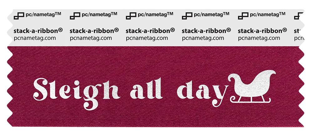 Winter Holiday Badge Ribbon Design Sleigh all day