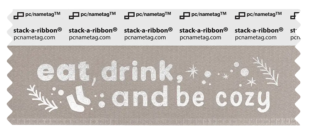 Winter Holiday Badge Ribbon Design  eat, drink and be cozy