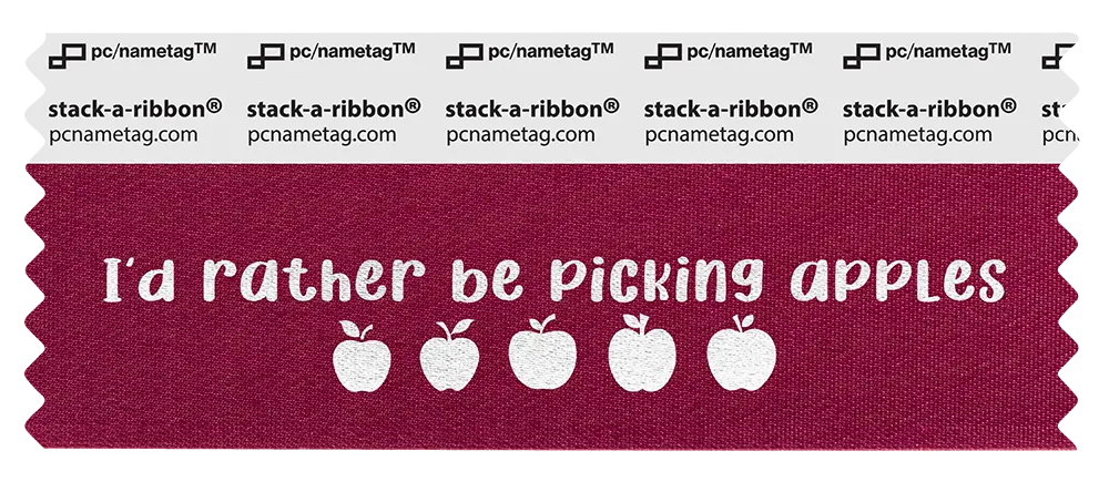 Seasons Fall Badge Ribbon Design I'd rather be picking apples