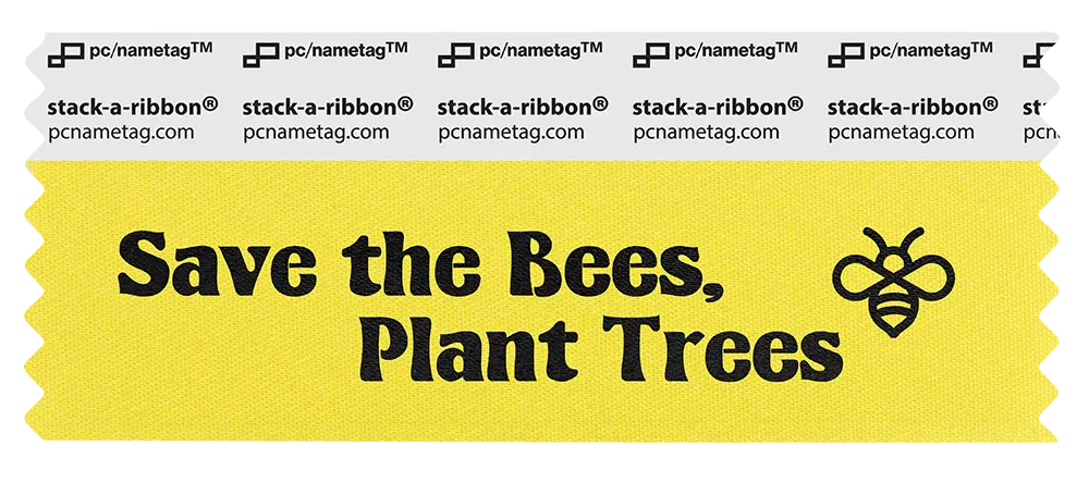 Sustainability Badge Ribbon Design Save The Bees, Plant Trees
