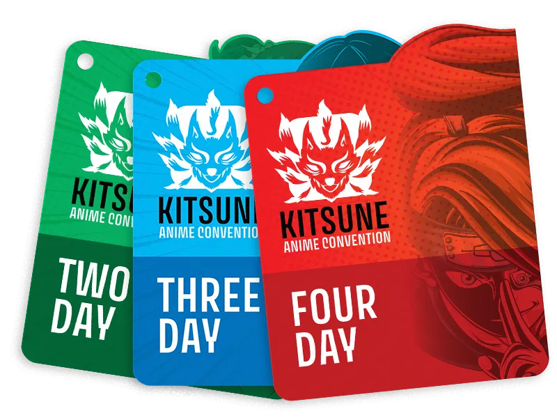 Kitsune Anime Convention custom die cut event badges