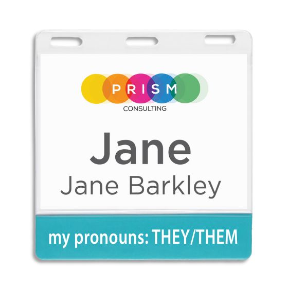 Inclusive holder and insert with pronouns